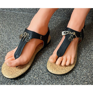 Michael Kors Black Synthetic Thong Sandals Womens/Youth 4 Embellished Sling Back